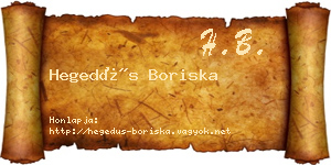 Hegedűs Boriska névjegykártya