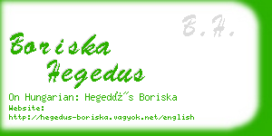 boriska hegedus business card